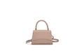 Sac à main beige élégant à motif crocodile avec poignée tressée et détails dorés - Kaki