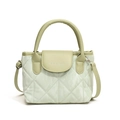 Bolso de mano acolchado verde claro con diseño de rombos y correa de hombro ajustable - Verde