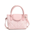 Pink quilted bucket bag with top handle and adjustable strap for summer fashion - Pink