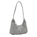 Borsa a spalla grigio chiaro plissettata con catena argento e texture a nuvola - Argento senza ciondolo