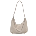 Elegante borsa hobo a spalla bianco crema con catena argento e tracolla regolabile - Bianco