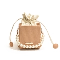 Mini sac seau à rayures kaki avec anse en perles et pochette intérieure crème - Kaki