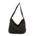 Minimalist large-capacity leopard print canvas tote bag with wide shoulder strap - Green