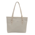 Creamy white large capacity faux leather tote bag with silver studs for daily commute - Off-white Without Pendant
