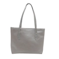 Minimalist silver-grey leather tote bag for women featuring stylish slim shoulder straps - Silver without Charm