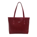 Deep red large capacity tote bag with dual straps and silver rivets on leather finish - Red without Charm