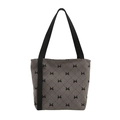 Sac cabas gris foncé minimaliste avec motif de losanges et nœuds, vue de face - Gris