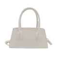 Minimalist white trapezoid PU leather handbag with gold hooks and dual handles - White