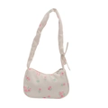 Sac sous le bras floral blanc crème avec roses roses et bandoulière ornée d'un nœud - Blanc