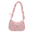 Sac à bandoulière rose à motif floral de roses et bandoulière plissée tendance - Rose