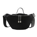 Zwarte heuptas met studs en schouderband met visgraatpatroon voor dames mode - Zwart
