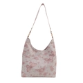 Rosafarbene Tragetasche mit Schmetterlingsmuster, Vordertasche und goldener Hardware - Rosa
