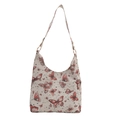 Sac hobo blanc cassé avec imprimé papillon rouge réaliste et motifs de constellations - Rouge