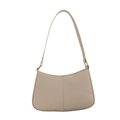 Borsa sottobraccio minimalista in pelle PU beige con cuciture verticali su fondo bianco - Bianco