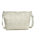 Minimalistische jacquard canvas tas met geometrisch patroon en brede schouderriem - Groen