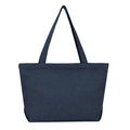 Classic dark blue denim tote bag with durable canvas straps on white background - Dark Blue