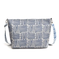Grote blauw-witte geweven canvas shopper met brede gedessineerde schouderband voor dames - Blauw