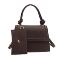 Minimalist chocolate brown leather crossbody bag with small matching coin purse - Brown