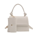 Minimalist white crossbody bag with knot handle and mini pouch attachment - White