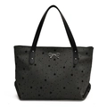 Grande borsa tote grigio scuro con stelle nere e ciondolo a fiocco argento moda - Stella