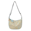 Bolso bandolera retro de seda jacquard estilo chino en beige con motivos de paisajes - Amarillo