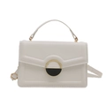 Borsa a tracolla bianca stile vintage con fibbia dorata e manico superiore fisso - Bianco