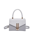 Silver PU leather crossbody bag with glitter top flap and gold metal decorative buckles - Silver