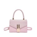 Pink glitter small square bag with gold buckle and adjustable strap in sweet luxury style - Pink