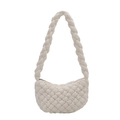 Borsa a tracolla trapuntata bianca a nuvola con tracolla intrecciata e tessuto soffice - Bianco