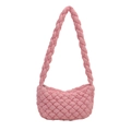Borsa a nuvola trapuntata rosa con tracolla intrecciata e morbida texture imbottita - Rosa