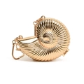 Elegant gold nautilus shell evening clutch bag with metallic texture and chain strap - Conch Shape Gold