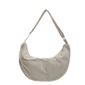 Bolso bandolera minimalista de nailon blanco crema con correa ajustable y bolsillo frontal - Blanco Roto
