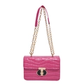 Pink crocodile-embossed chain crossbody bag with gold-tone twist lock closure for women - Pink