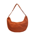 Bolso bandolera grande de nailon naranja estilo dumpling con bolsillos frontales - Naranja