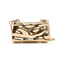 Metallic gold mini crossbody bag with textured pleats and fine snake chain strap - Irregular Ripple Gold