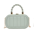 Sac bandoulière vert menthe à motif losanges avec poignée dorée tressée et chaîne - Vert