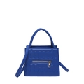 Blue minimalist quilted crossbody bag with dual handles and geometric pattern - Blue