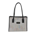 Bolso shopper blanco de piel sintética con textura acolchada y costuras de colores - Blanco