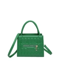 Vibrant green quilted crossbody bag with top handle and adjustable shoulder strap - Green