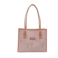 Bolso tote plisado rosa con bordado de ondas y correas finas de hombro para mujeres - Rosa