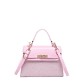 Pink niche square handbag with shimmering base and gold clasp in trapezoid style - Pink