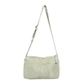 Minimalist light green tote bag in wrinkled nylon fabric with adjustable shoulder strap - Green