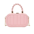 Chic pink quilted crossbody bag with a trendy twisted handle and golden chain strap - Pink