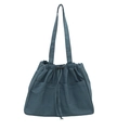 Dunkelblaue Canvas-Beuteltasche mit Kordelzug, zwei Vordertaschen und Schultergurt - See Blau