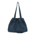 Große marineblaue Denim-Tasche mit Kordelzugverschluss und Vordertaschen - Denim-Blau