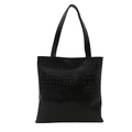 Minimalist black crocodile pattern tote bag with large capacity for women commuting - Black
