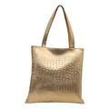 Golden crocodile embossed tote bag with large capacity and minimalist design for commuting - Gold