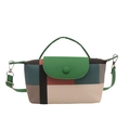 Sac à main rétro aux couleurs géométriques avec poignée verte et bandoulière amovible - Vert
