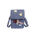 Borsa a tracolla blu per cellulare con motivi a cuore e ciondoli graziosi regolabile - Decorazione Cuore / Blu