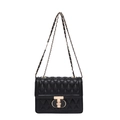 Classic black quilted leather crossbody bag with gold chain strap and turn-lock closure - Black